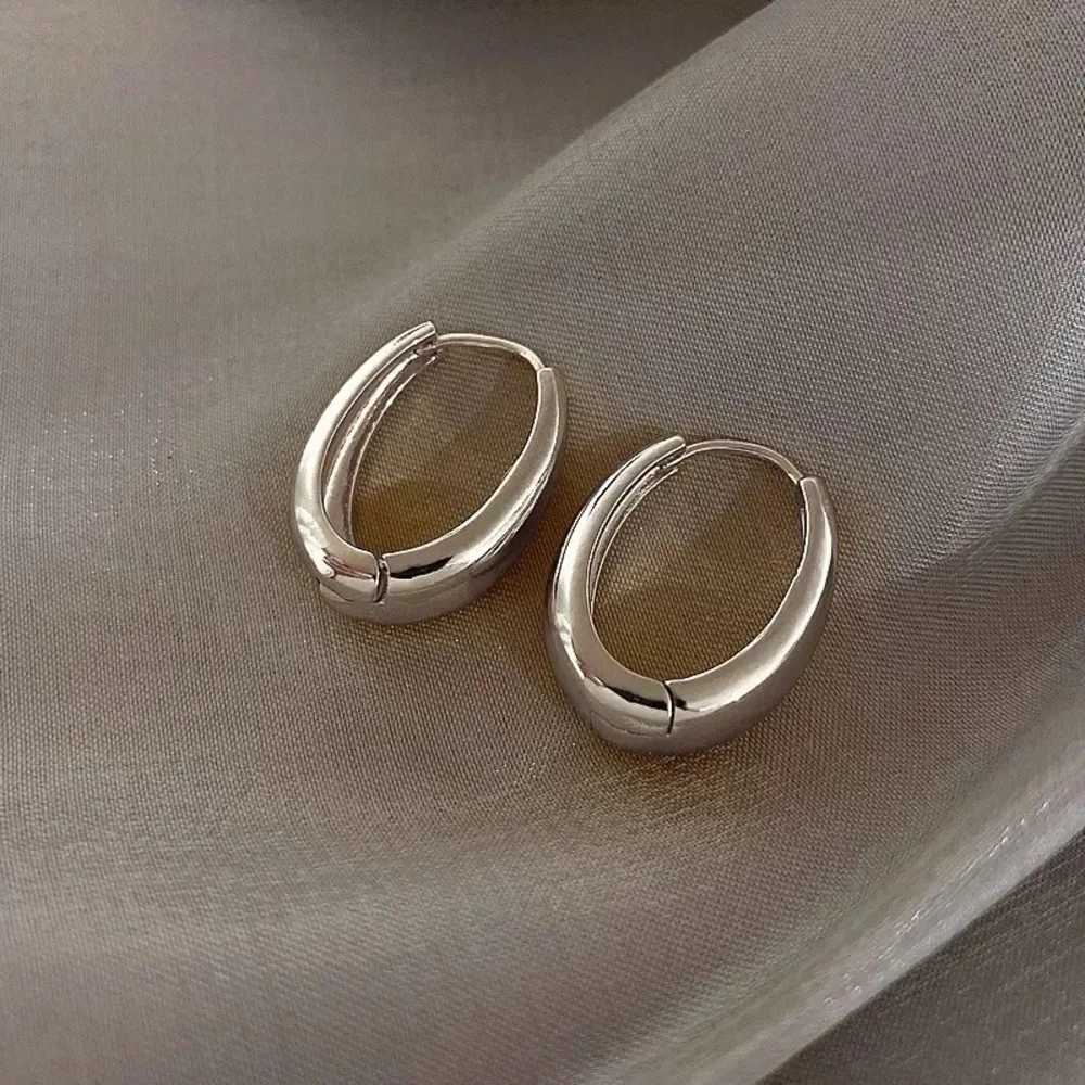 Trendy Oval Geometric Earrings in Gold & Silver Color - Picture 8 of 9